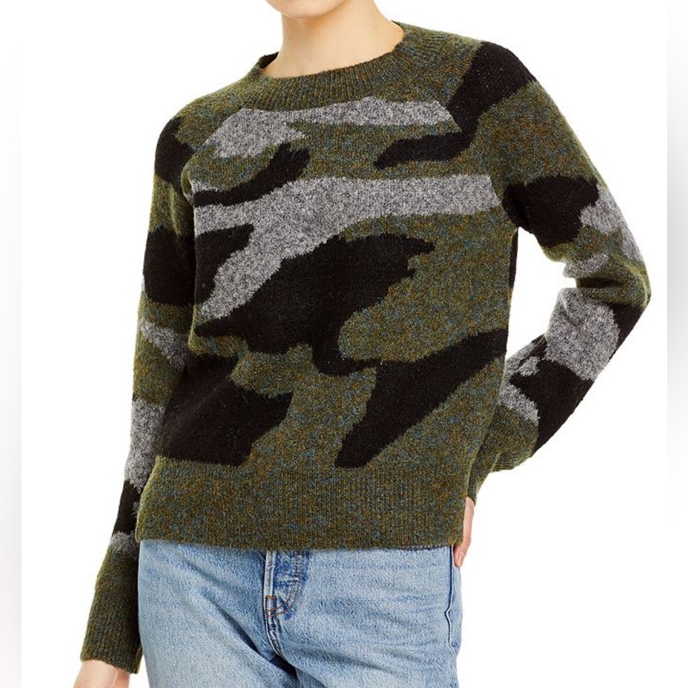 Aqua camo print knit sweater
